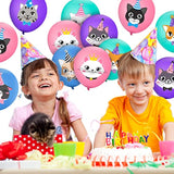 40 Pcs Cat Birthday Party Latex Balloons, Cute Cartoon Kitten Print Balloons Cat Party Decorations Animal Pet Birthday Supplies Favors For Decor, Blue Pink Purple And Green