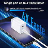 25W Type C Charger Block, Usb C Cube Dual Port Usb C Wall Adapter C Wall Charger Box Fast Charging Brick For Samsung A16 5G/S25 Ultra/S24/S23Fe/S22/A03S/A53, Iphone 16/15/14/13/12/11/Se/X,Pixel 9 Pro