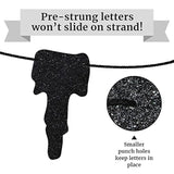 Pre Strung Trick or Treat Banner Black Glitter Pumpkins Ghosts Bats Party Decor