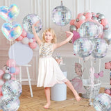 8 Pcs 22 inch Disco Ball Balloons Star Iridescent Heart Balloons for Last Bachelorette Party Decoration Groovy Birthday Bridal Shower Valentine's Day Supplies