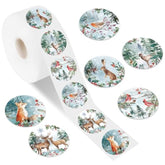 1000Pcs Winter Forest Animal Sticker Roll Woodland Animal Seal Stickers Self-Adhesive Label Decals For Christmas Scrapbook Envelope Diy Crafts Supplies