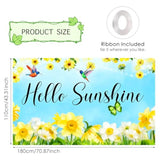 Hello Spring Banner - Hello Sunshine & Daffodil Theme - 71X43 Inches Polyester - Spring Banners For Outside - Banner For Lawn, Yard, Patio