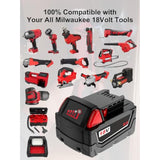 2-Pack 5Ah 18V Replacement Lithium Batteries for Milwaukee M18 Power Tools