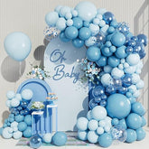 138Pcs Blue Balloon Arch Garland Kit With Different Size Metallic Maca