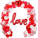 Valentines Day Balloon Arch Garland Kit, 140Pcs Red Pink Rose Red Balloons With 18" 10" 5" Heart Balloons For Valentine'S Day Party Anniversary Wedding Mother'S Day Party Decorations
