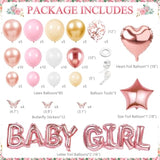Baby Shower Decoration For Girl Baby Girl Pink Rose Gold Baby Shower Decoration Floral Gender Reveal Party Supplies With It'S A Girl Backdrop Balloon Arch Baby Box With Letter Butterfly Sticker