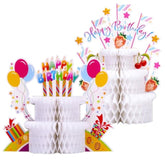 2-Pack Birthday Table Centerpieces – Colorful Honeycomb Cake Decor for Kids & Adults Parties