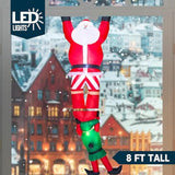 8 Ft Hanging Christmas Inflatables Decoration, Christmas Inflatable Climbing Santa With Falling Elf, Blow Up Santa With