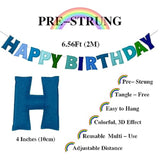 Pre Strung Blue Happy Birthday Felt Ball Garland Rainbow Party Decoration