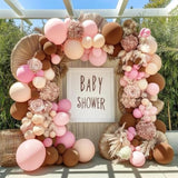 Pink Brown Balloon Garland Double Stuffed Latex Nude Light Pink Balloons Brown Beige Boho Balloon Arch Kit Different Size For Baby Shower Bridal Shower Wedding Birthday Girls Party Decor