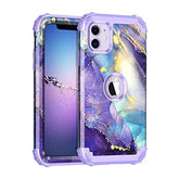 For Iphone 11 Case,Three Layer Heavy Duty Shockproof Protection Hard Plastic Bumper +Soft Silicone Rubber Protective Case For Apple Iphone 11 6.1 Inch,Purple