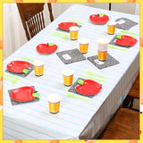 146 Pcs Back To School Decoration Apple Paper Plates First Day Of School Party Supplies Tableware Set For 24 Guest 2 Disposable Tablecloth Composition Notebook Classroom Decoration Pre K Teacher Party