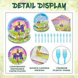 96 Pieces "He is Risen" Easter Day Tableware Set Party Supplies - Religious Theme Disposable Dinnerware with Paper Plates, Napkins, Forks for Spring Resurrection Christian Celebration Favors
