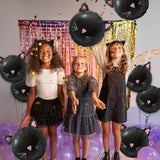 Black Cat Foil Balloons: Spooky Halloween Party Decorations - 8 Pcs