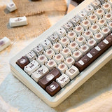 Coffee Theme Siamese Cat Keycaps, 133 Keys Cute Mao Profile Keycap Dye-Sublimation, Custom Cat Shaped Pbt Keycaps For Cherry Gateron Mx Swithes Mechanical Gaming Keyboards