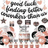 Coworker Farewell Decorations, Rose Gold Good Luck Finding Better Coworkers Than Us Banner Cake Toppers Balloons Hanging Swirls, Pink Going Away/Goodbye/Leaving Party Supplies For Job Change