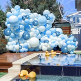 161Pcs Boy'S Birthday Blue Macaron Balloons Garland Kit Dark And Baby Blue Chrome White Balloons Arch Kit For Baby Shower Wedding Party Decoration