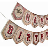Cowboy Birthday Banner,Wild Western Bday Party Sign, Wooden House Barn Bunting, Birthday Decorations