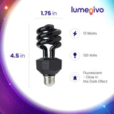 13W CFL Blacklight Bulb E26 Medium Base Spiral UV Black Light for Halloween Parties and Decorations