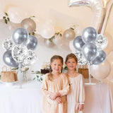4 Silver Balloon Stand Centerpiece Table Decorations For 25Th Wedding Anniversary Birthday Bridal Shower Graduation Party Decorations New Year 2025 Christmas