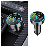 4-In-1 Fast Car Charger, Pd/Qc3.0/Type-C Fast Charging, Universal Phone Cigarette Lighter Usb With Blue Led & Voltmeter For Truck Suv (Qc3.0+Type-C+Pd+2.4A)