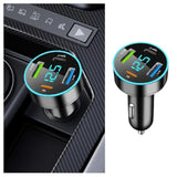 4-In-1 Fast Car Charger, Pd/Qc3.0/Type-C Fast Charging, Universal Phone Cigarette Lighter Usb With Blue Led & Voltmeter For Truck Suv (Qc3.0+Type-C+Pd+2.4A)