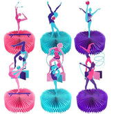 9 Pcs Gymnastics Honeycomb Centerpieces Gymnastics Party Decoration Girl Double Side Table Topper For Baby Shower Birthday Party Decoration
