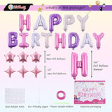 Birthday Banner, 3D Mylar Foil Happy Birthday Balloons, 24Pcs Birthday Party Decorations With 6Pcs Star Balloons For Kids Girls Women Adults Ecofriendly Party Supplies, Pantone