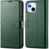 Midnight Green TUCCH Wallet Case for iPhone 14 (6.1") 2022 Flip Stand