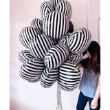 10 Pack 18 Inch Black White Striped Foil Balloons Halloween Party Decorations