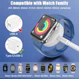 2Pack For Apple Watch Charger Usb C Magnetic Iwatch Charger Cable Fast Charging Cord Compatible With Watch Ultra2 Ultra Series 9 8 7 6 Se Se2 5 4 3 2 1-3Ft(1M) White