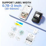 Label Maker Machine With Tape, M100 Barcode Label Printer, Address Label Maker With 4000 Icons And 300 Fonts, Bluetooth Thermal Printer For Small Business, Home, Office, School, Glossy Black
