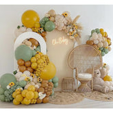144pcs Sage Green & Yellow Balloon Arch Kit for Baby Shower, Birthday More
