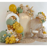Sage Green Yellow Balloon Arch Kit, Mustard Yellow Brown Nude Tan Sand White Balloons For Teddy Bear Baby Shower Bridal Shower Safari Jungle Birthday Gender Reveal Bee Theme Party Decorations…