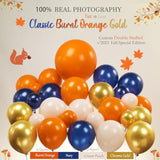 Burnt Orange Balloon Arch Kit: Navy, Cream, Gold, Autumn Party Decor