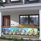 Welcome Spring Summer Banner Spring Cute Gnomes Outdoor Decoration Seasonal Party Theme Shoot Background Banner Hello Spring Party Decorations Outdoor Garden Decoration 78 * 17 Inches