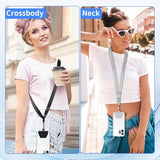 Phone Lanyard, 2× Adjustable Phone Neck Strap, 4 × Phone Patches, Universal Multifuctional Cell Phone Lanyards Compatible With Most Smartphones, Black Grey