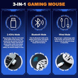 Km2 Gaming Mouse, Wireless Mouse For Laptop With Transparent Honeycomb Shell, Trimode 2.4G/Typec/Bt 5.2, 11 Rgb Lights, 60Hrs Ergonomic Programmable Computer Gamer Mice For Windows Pc Mac