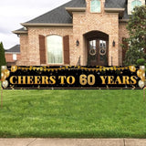 60Th Birthday Decorations For Women & Men - Black Gold 118"X20" Extra Large "Cheers To 60 Years" Banner, Over The Hill Party Decor Indoor Outdoor, 60 And Fabulous Happy 60Th Birthday Sign