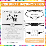 25 Sets Staff Appreciation Gifts Bulk Team Puzzle Piece Bracelet Bulk With Employee Thank You Postcard A Wish For My Staff Inspirational Favors For Teacher, Coworkers, Students