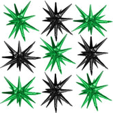 9Pcs Black & Green Star Balloons 22" Foil Spike Cone for Party Decor