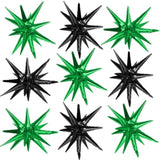 9Pcs Black & Green Star Balloons 22" Foil Spike Cone for Party Decor