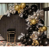 116pcs Black Gold Silver Balloon Arch Kit for 1920s, NYE, Graduation & Party Decor
