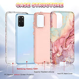 For Samsung S20 Plus/S20+ Case, Marble 3 In 1 Heavy Duty Shockproof Full Body Rugged Hard Pc+Soft Silicone Drop Protective Women Girl Covers For Samsung Galaxy S20 Plus 6.7 Inch, Rose Gold