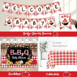 Baby Q Baby Shower Decorations, 119 Pcs - Bbq Baby Shower Party Supplies With Babyque Backdrop, Balloon Garland, Cake Topper, Mom To Be Sash