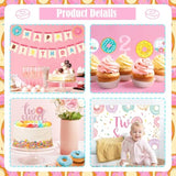 134PCS Two Sweet Donut 2nd Birthday Decorations with Balloons, Banner & Tableware