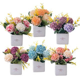 6Pcs Artificial Flowers With Ceramic Pot Small Fake Hydrangea Flowers Arrangements Faux Spring Flowers In Vase Home Spring Decor, Centerpiece Table Decorations For Farmhouse Office Shelf Dining Table