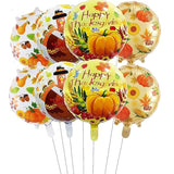 Thanksgiving Foil Balloons: Turkey & Maple Leaf Designs - 18 Inch (12pcs)