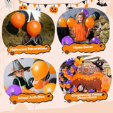 45Pc Halloween Latex Balloons – 12" Black Orange Purple with Ribbons