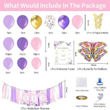 Butterfly First Birthday Decorations Girl - Butterfly 1St Birthday Party Supplies, Include Balloon Arch, Backdrop, Balloon Box, Highchair Banner, Hat, Photo Banner